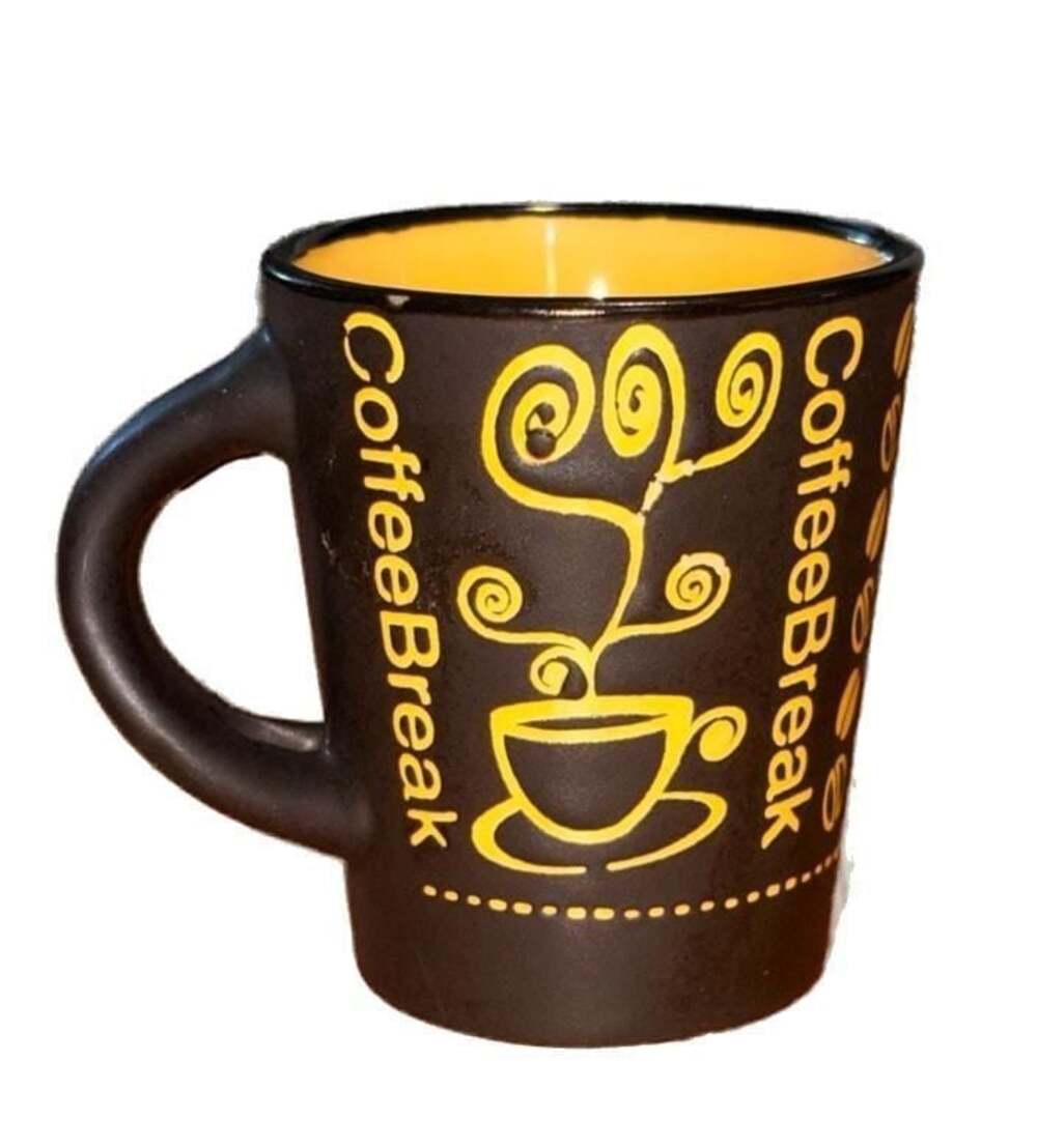 MY Café Scottsdale Coffee Break Ceramic Mug, Black and Yellow